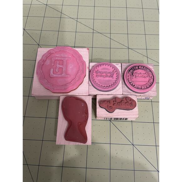Wood Stamp Lot ~Handmade By ~Thank You ~E ~Woman Silhouette~Crafted By Hand - Picture 2 of 4